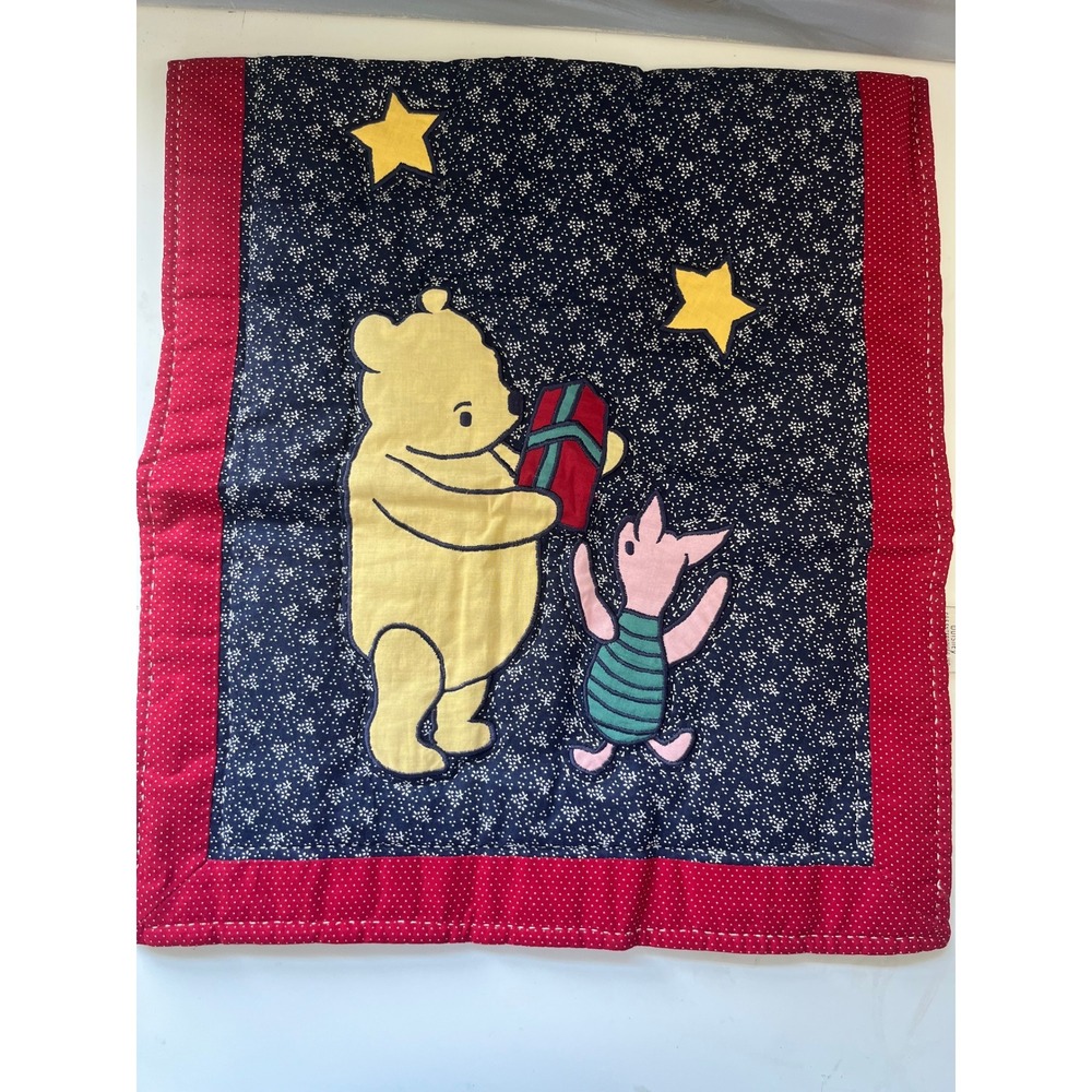 Disney Classic Pooh Piglet Quilted Table Runner Navy Red C&F Enterprises 35x15